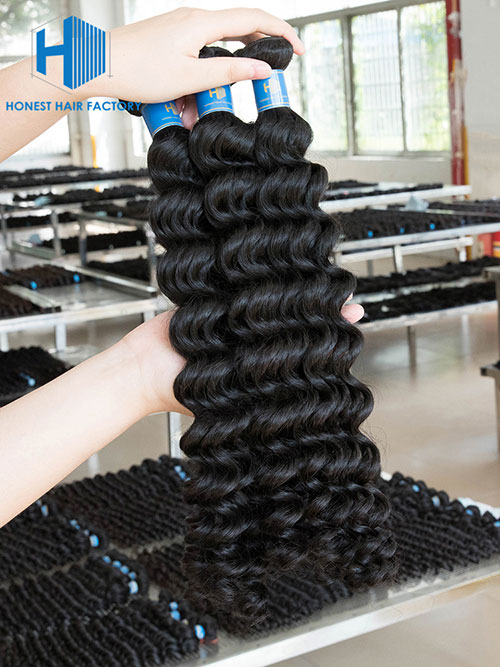 Wholesale 8-50 Inch Deep Wave Premium Brazilian Hair #1B Natural Black