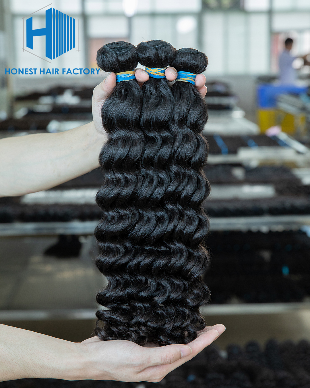Wholesale Blue Band XR Brazilian Virgin Hair Deep Wave 1B# 20Inch