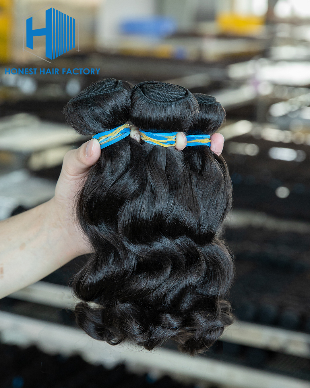 Wholesale Blue Band XR Brazilian Virgin Hair Loose Wave 1B# 12Inch