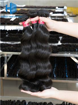 Wholesale 12-28 Inch Loose Wave Virgin Indian Hair #1B Natural Black