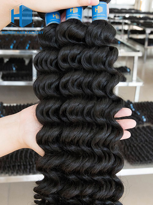 Wholesale 8-50 Inch Deep Wave Premium Brazilian Hair #1B Natural Black