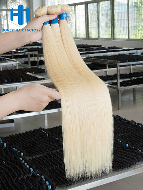 Wholesale 14-32 Inch Brazilian Premium Blonde 613# Straight Hair