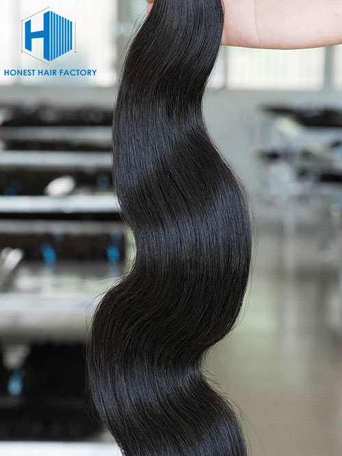 Wholesale 12-28 Inch Body Wave Virgin Peruvian Hair #1B Natural Black