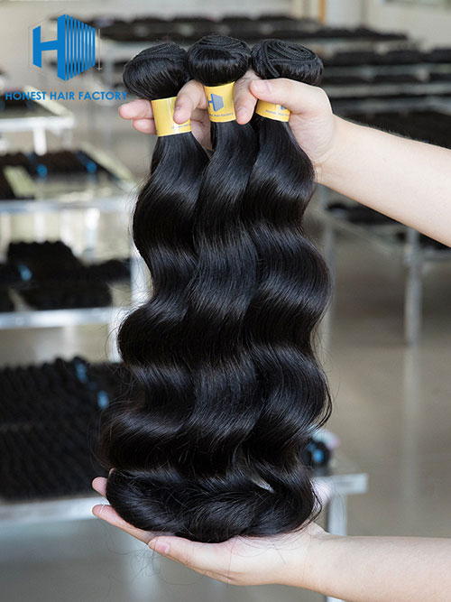 Wholesale 12-28 Inch Loose Wave Virgin Peruvian Hair #1B Natural Black