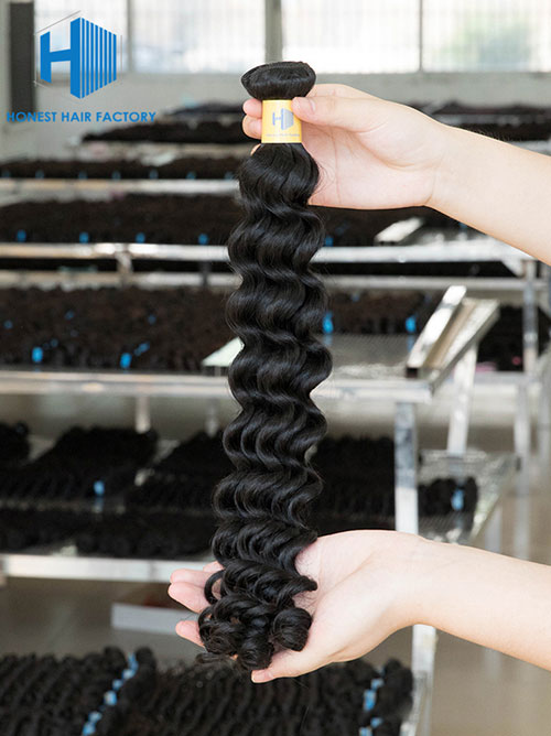Wholesale 12-28 Inch Deep Wave Virgin Peruvian Hair #1B Natural Black