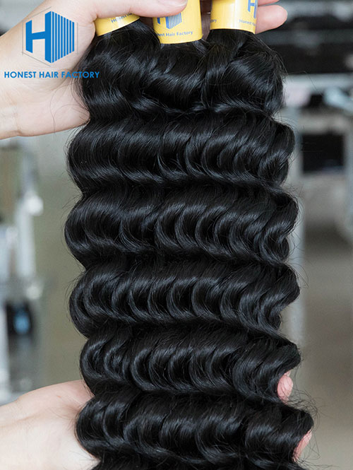 Wholesale 12-28 Inch Deep Wave Virgin Peruvian Hair #1B Natural Black