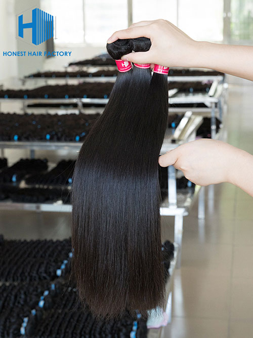 Wholesale 12-28 Inch Straight Virgin Indian Hair #1B Natural Black