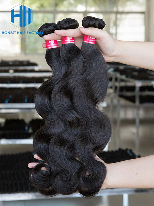 Wholesale 12-28 Inch Body Wave Virgin Indian Hair #1B Natural Black