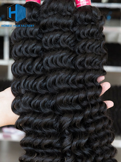 Wholesale 12-28 Inch Curly Virgin Indian Hair #1B Natural Black