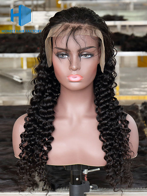 Wholesale 150% Deep Wave 13*5 Frontal Lace Wig With Pre-plucked Hair Line