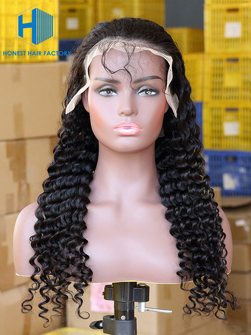 Wholesale Deep Wave BOBO Frontal Lace Wig With Pre-plucked Hair Line