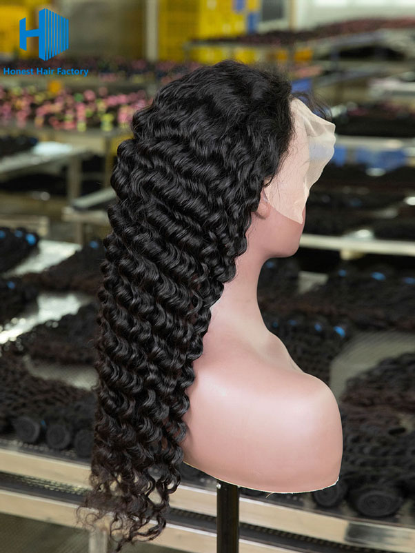 Wholesale Deep Wave 13*4 Frontal Lace Wig With Pre-plucked Hair Line