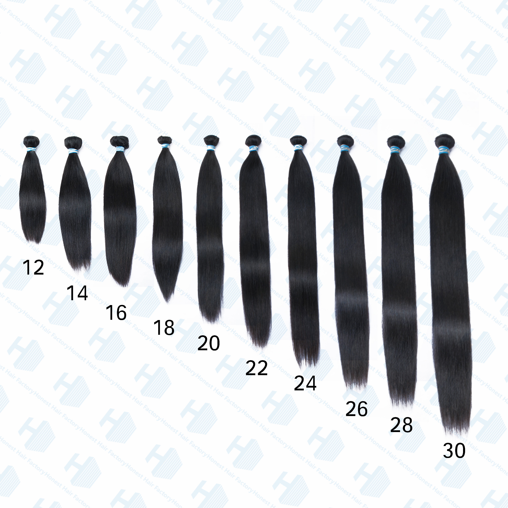Wholesale 12" -30" Blue Band XR Brazilian Virgin Hair Straight 1B#