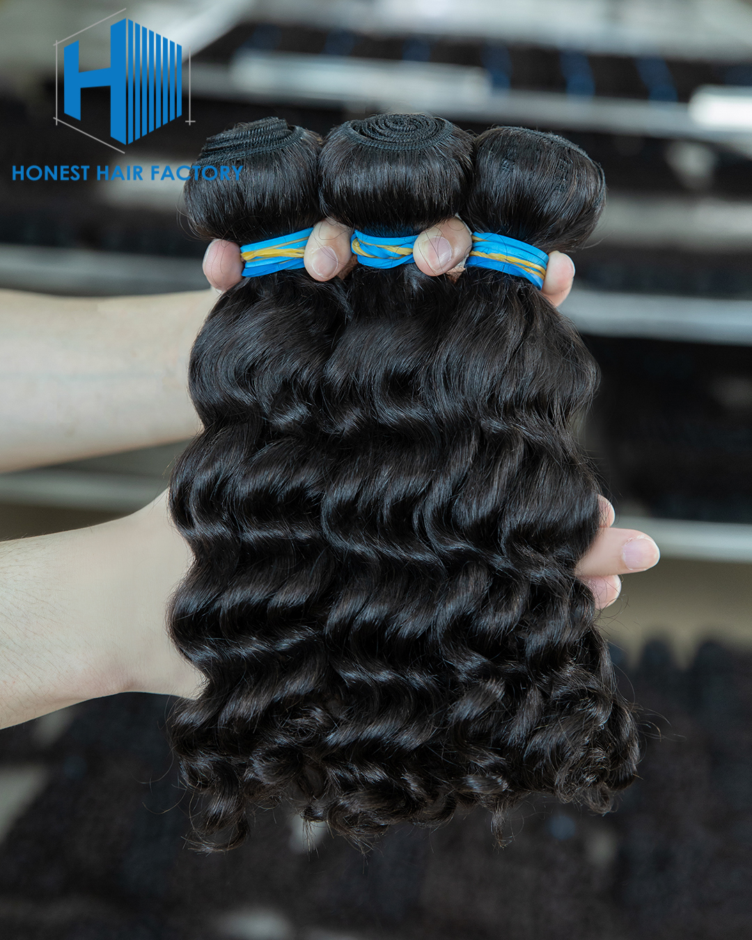 Wholesale Blue Band XR Brazilian Virgin Hair Deep Wave 1B# 12Inch