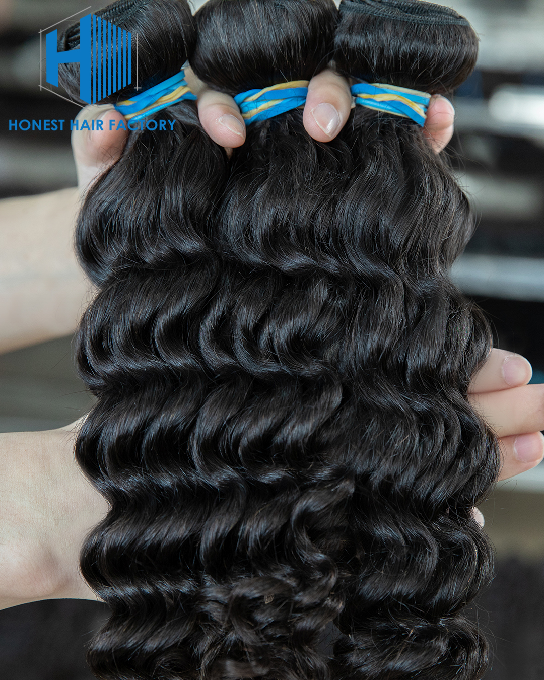 Wholesale Blue Band XR Brazilian Virgin Hair Deep Wave 1B# 14Inch