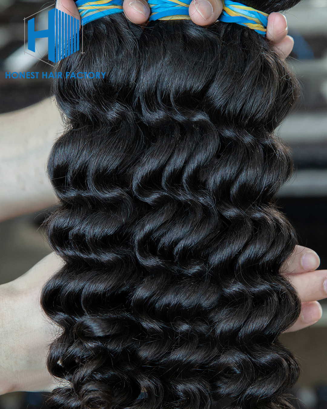 Wholesale Blue Band XR Brazilian Virgin Hair Deep Wave 1B# 16Inch