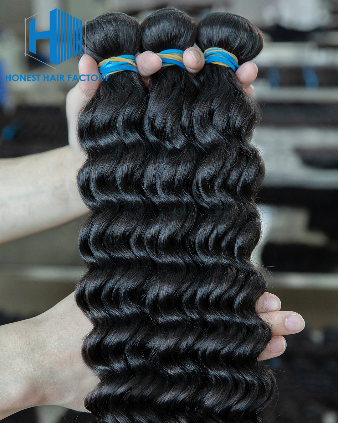 Wholesale Blue Band XR Brazilian Virgin Hair Deep Wave 1B# 18Inch