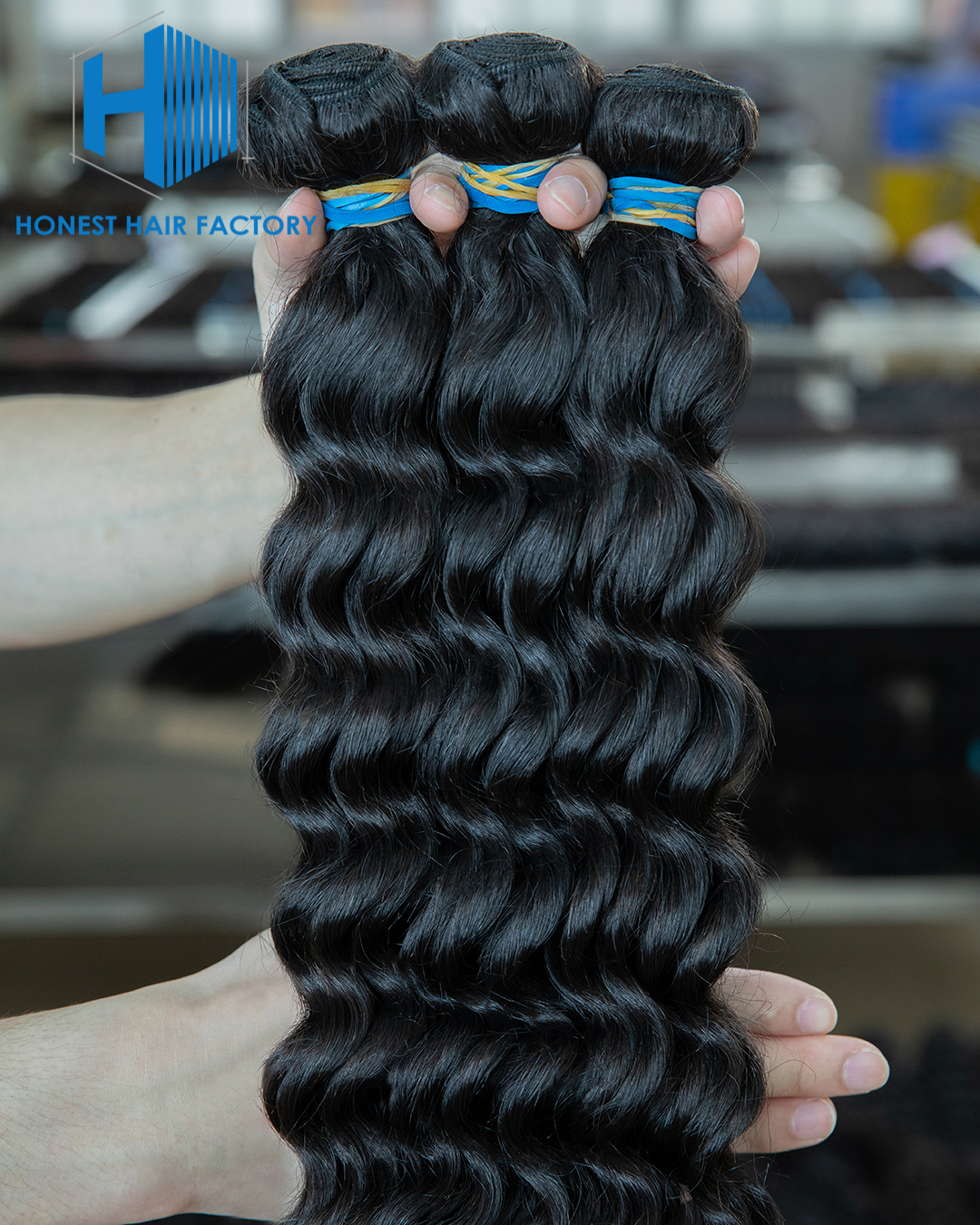 Wholesale Blue Band XR Brazilian Virgin Hair Deep Wave 1B# 20Inch
