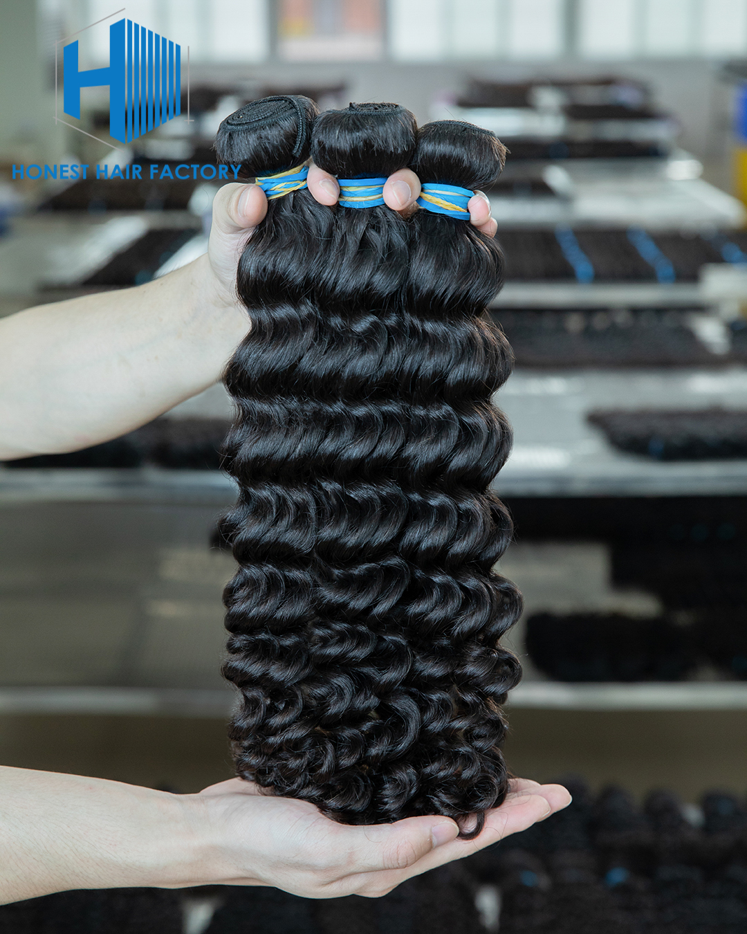 Wholesale Blue Band XR Brazilian Virgin Hair Deep Wave 1B# 22Inch