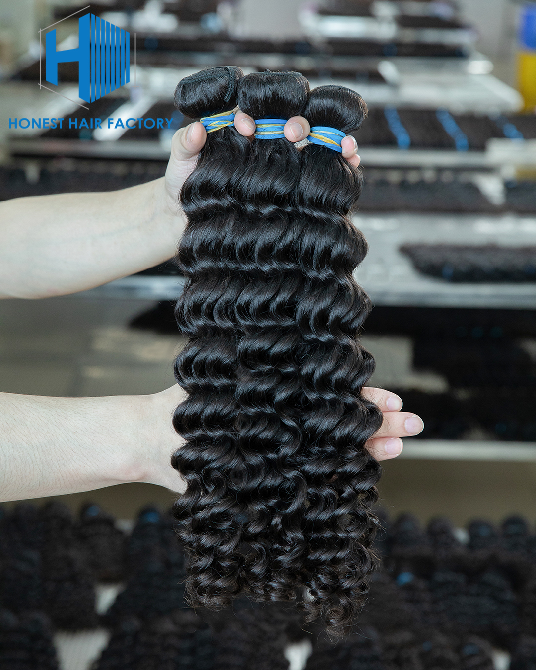 Wholesale Blue Band XR Brazilian Virgin Hair Deep Wave 1B# 22Inch