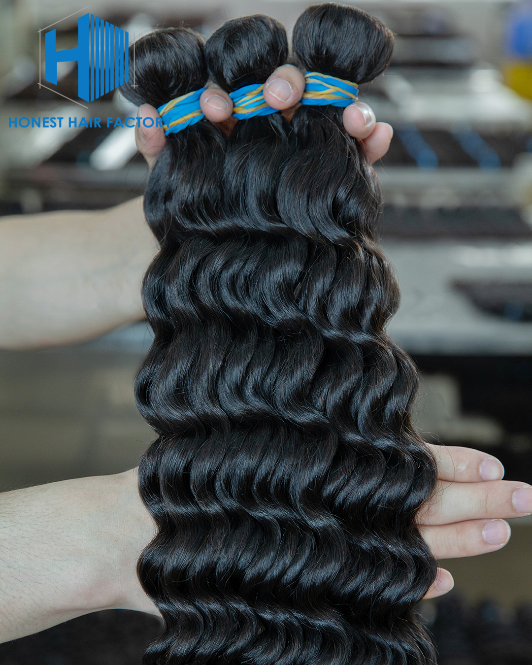 Wholesale Blue Band XR Brazilian Virgin Hair Deep Wave 1B# 24Inch