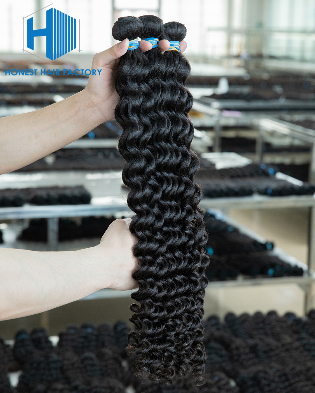 Wholesale Blue Band XR Brazilian Virgin Hair Deep Wave 1B# 30Inch