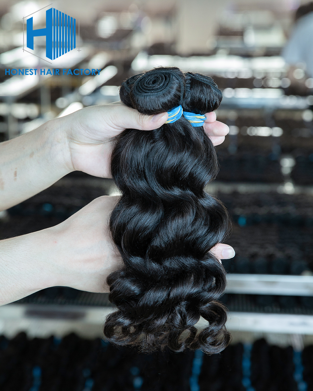 Wholesale Blue Band XR Brazilian Virgin Hair Loose Wave 1B# 16Inch