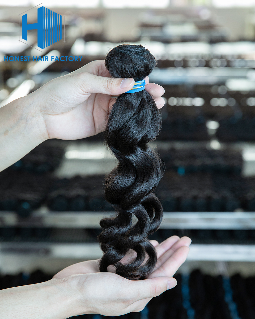 Wholesale Blue Band XR Brazilian Virgin Hair Loose Wave 1B# 16Inch