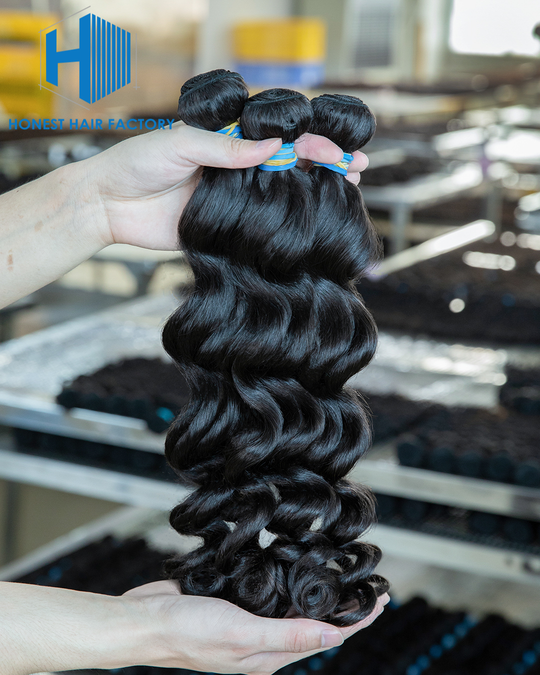 Wholesale Blue Band XR Brazilian Virgin Hair Loose Wave 1B# 22Inch