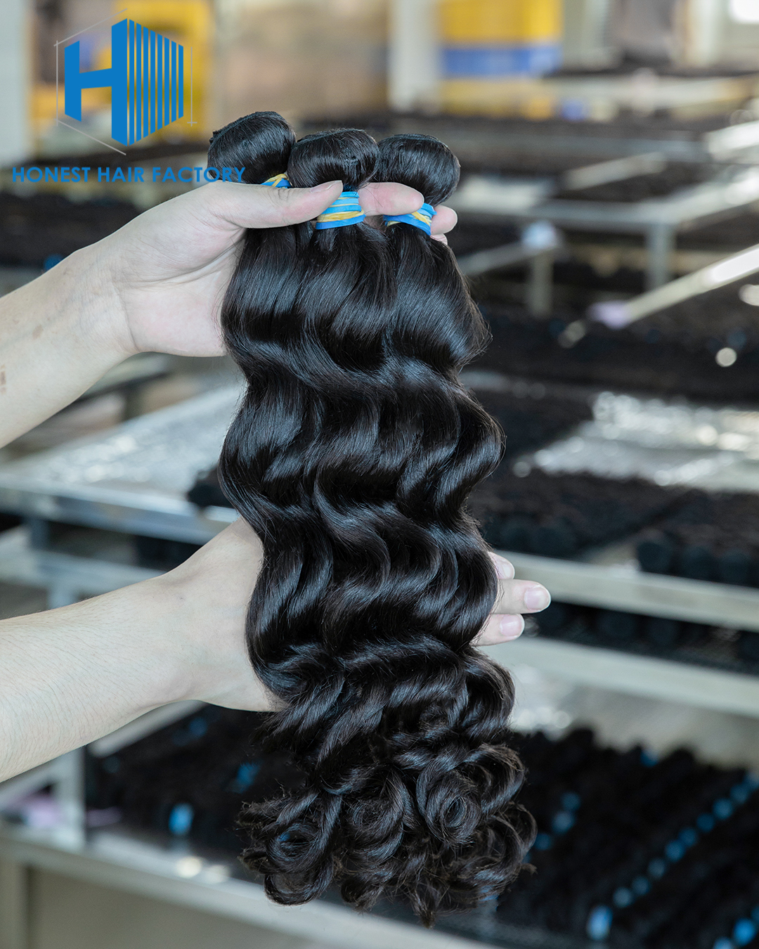 Wholesale Blue Band XR Brazilian Virgin Hair Loose Wave 1B# 22Inch