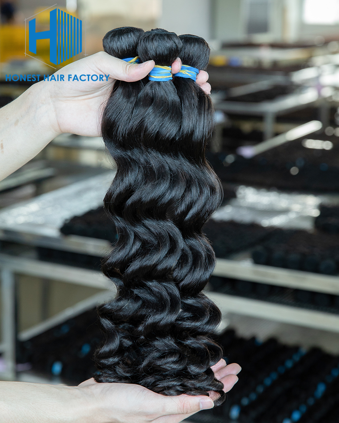 Wholesale Blue Band XR Brazilian Virgin Hair Loose Wave 1B# 26Inch