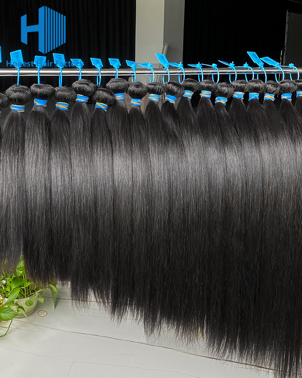 Wholesale 12" -30" Blue Band XR Brazilian Virgin Hair Straight 1B#