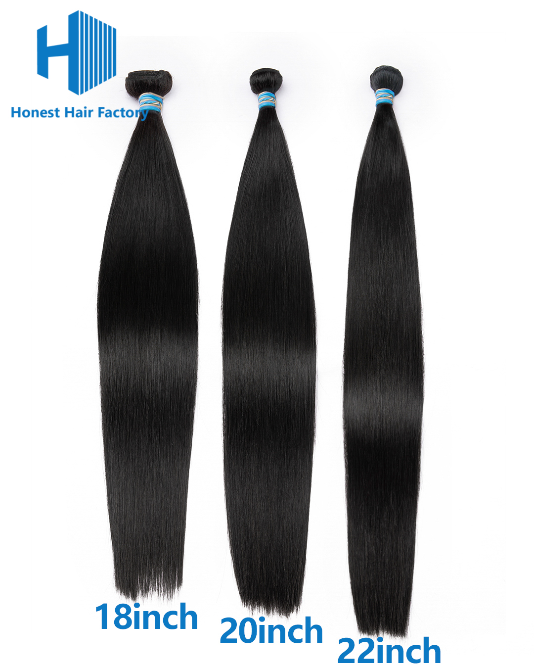 Wholesale 12" -30" Blue Band XR Brazilian Virgin Hair Straight 1B#