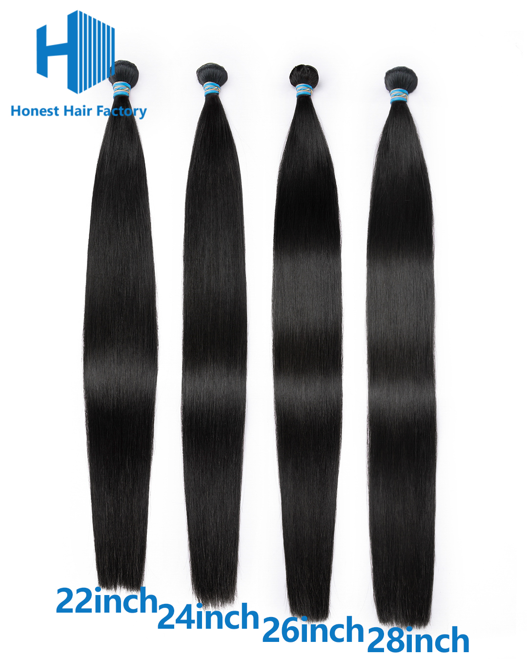 Wholesale 12" -30" Blue Band XR Brazilian Virgin Hair Straight 1B#