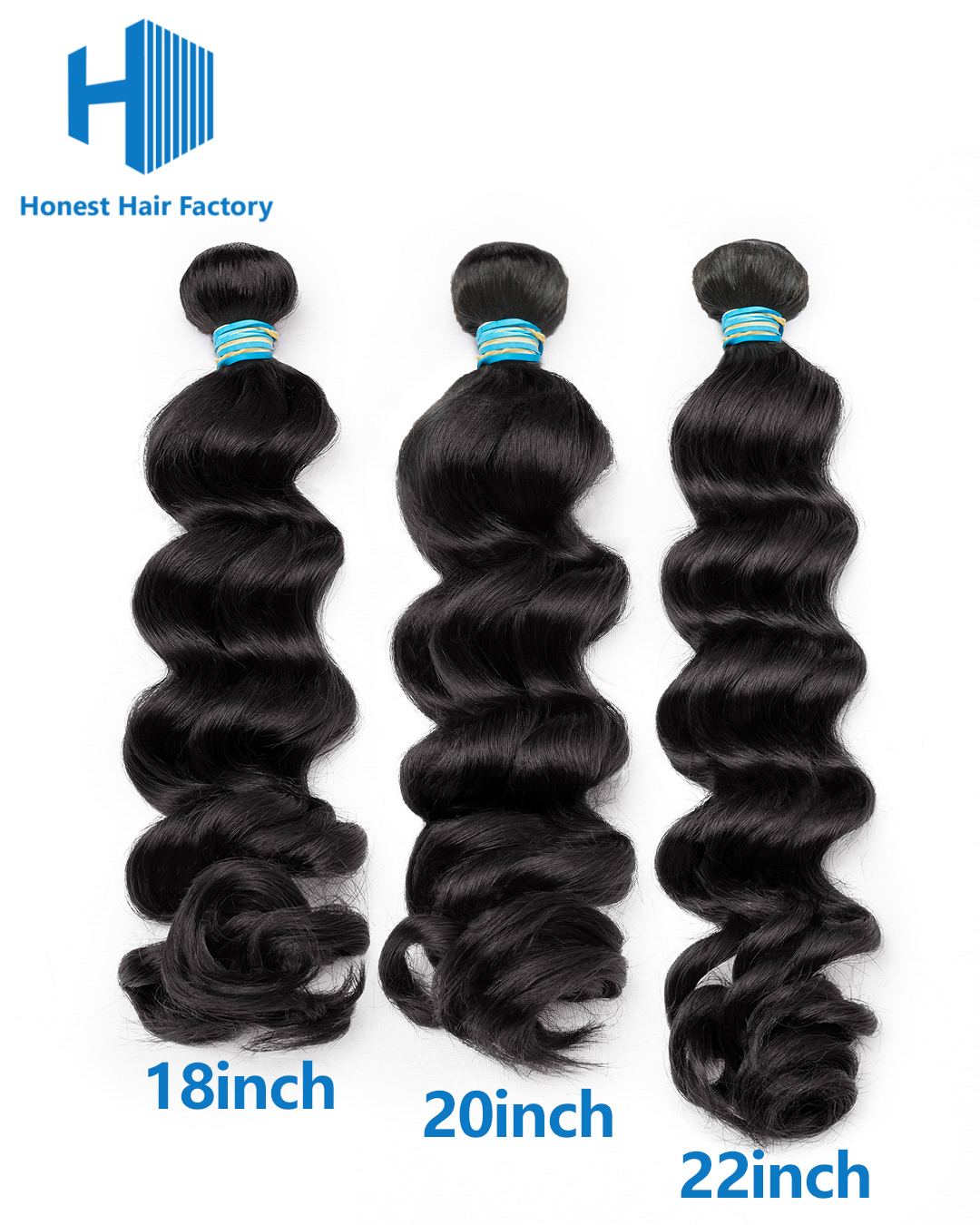 Wholesale 12" -30" Blue Band XR Brazilian Virgin Hair Loose Wave 1B#