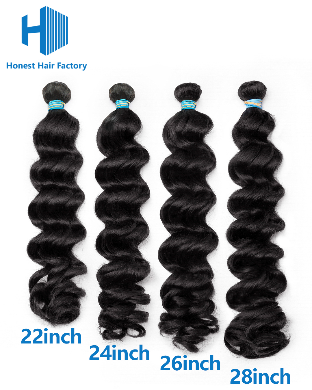 Wholesale 12" -30" Blue Band XR Brazilian Virgin Hair Loose Wave 1B#