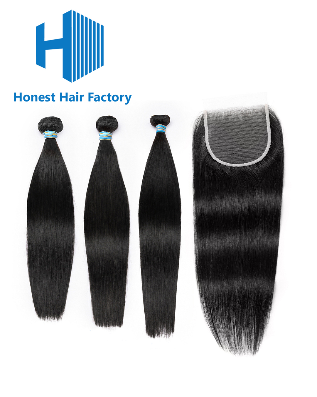 Blue Band Straight Bundles With HD Closure Deals