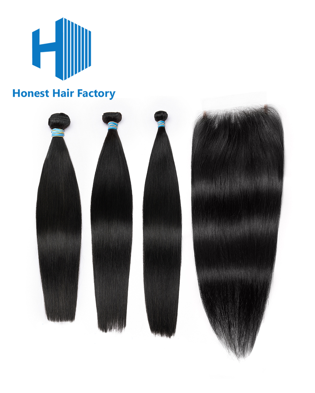 Blue Band Straight Bundles With HD Closure Deals