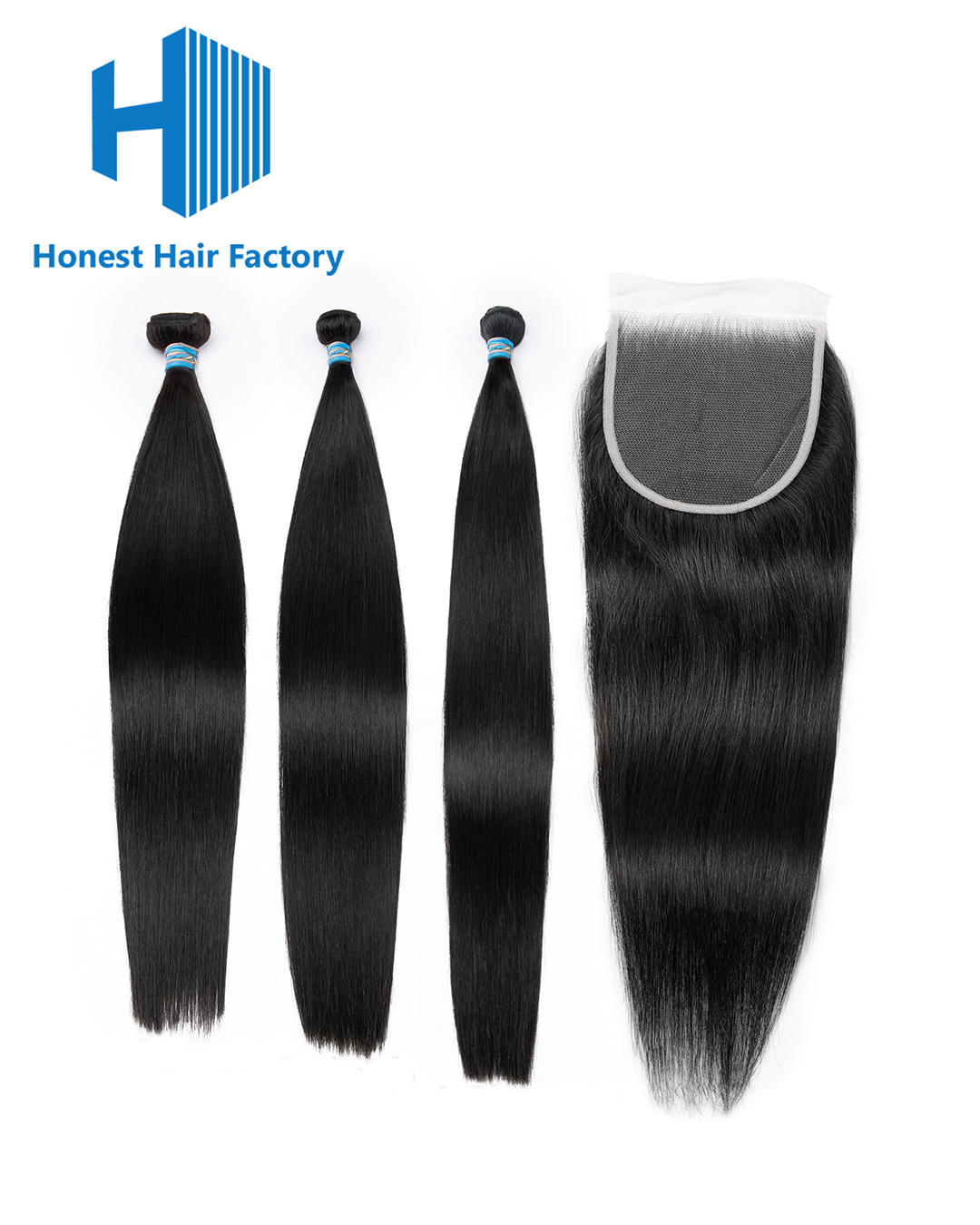 Blue Band Straight Bundles With HD Closure Deals