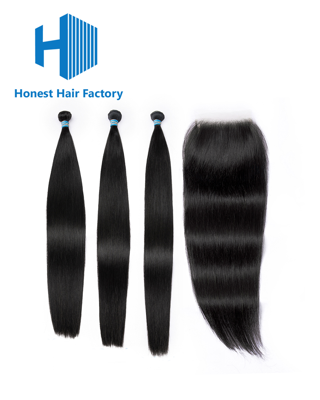 Blue Band Straight Bundles With HD Closure Deals