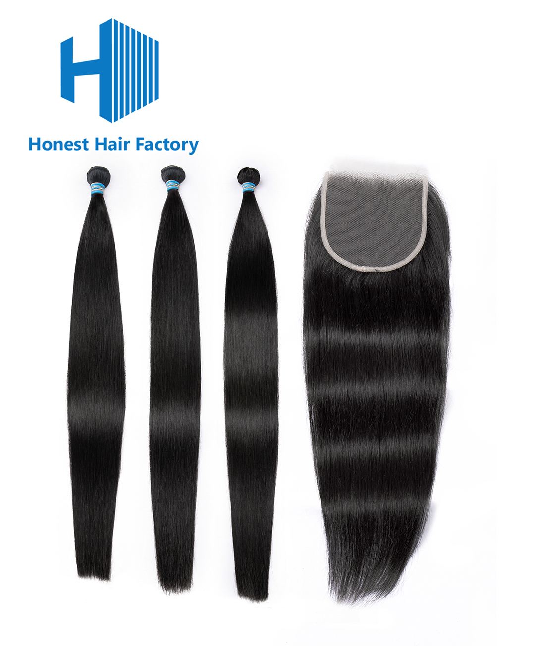 Blue Band Straight Bundles With HD Closure Deals