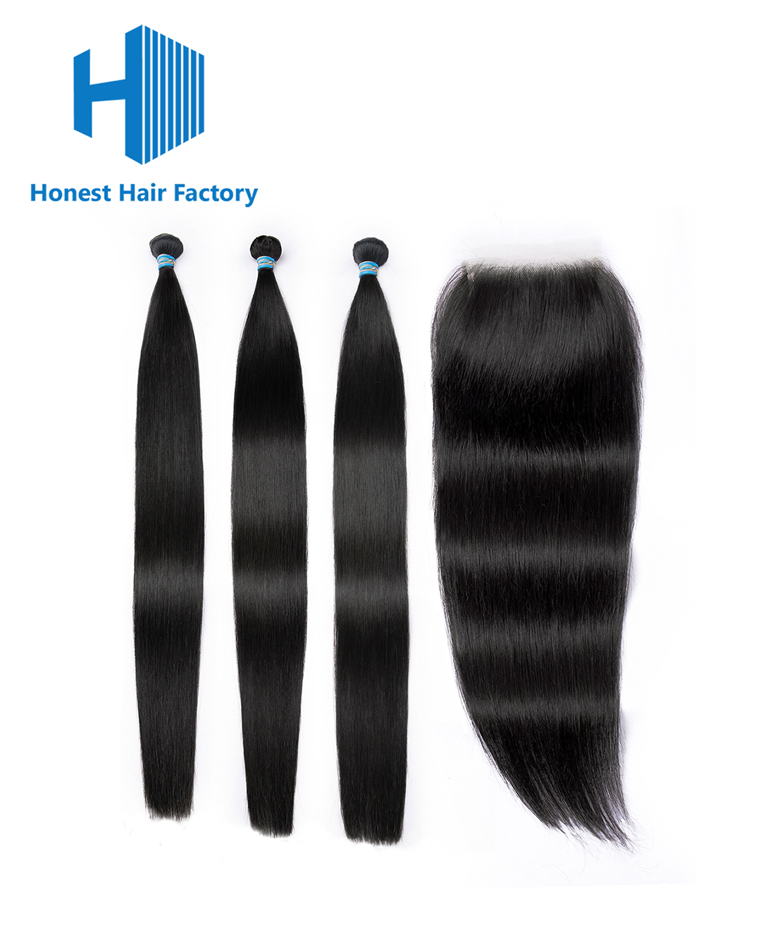 Blue Band Straight Bundles With HD Closure Deals