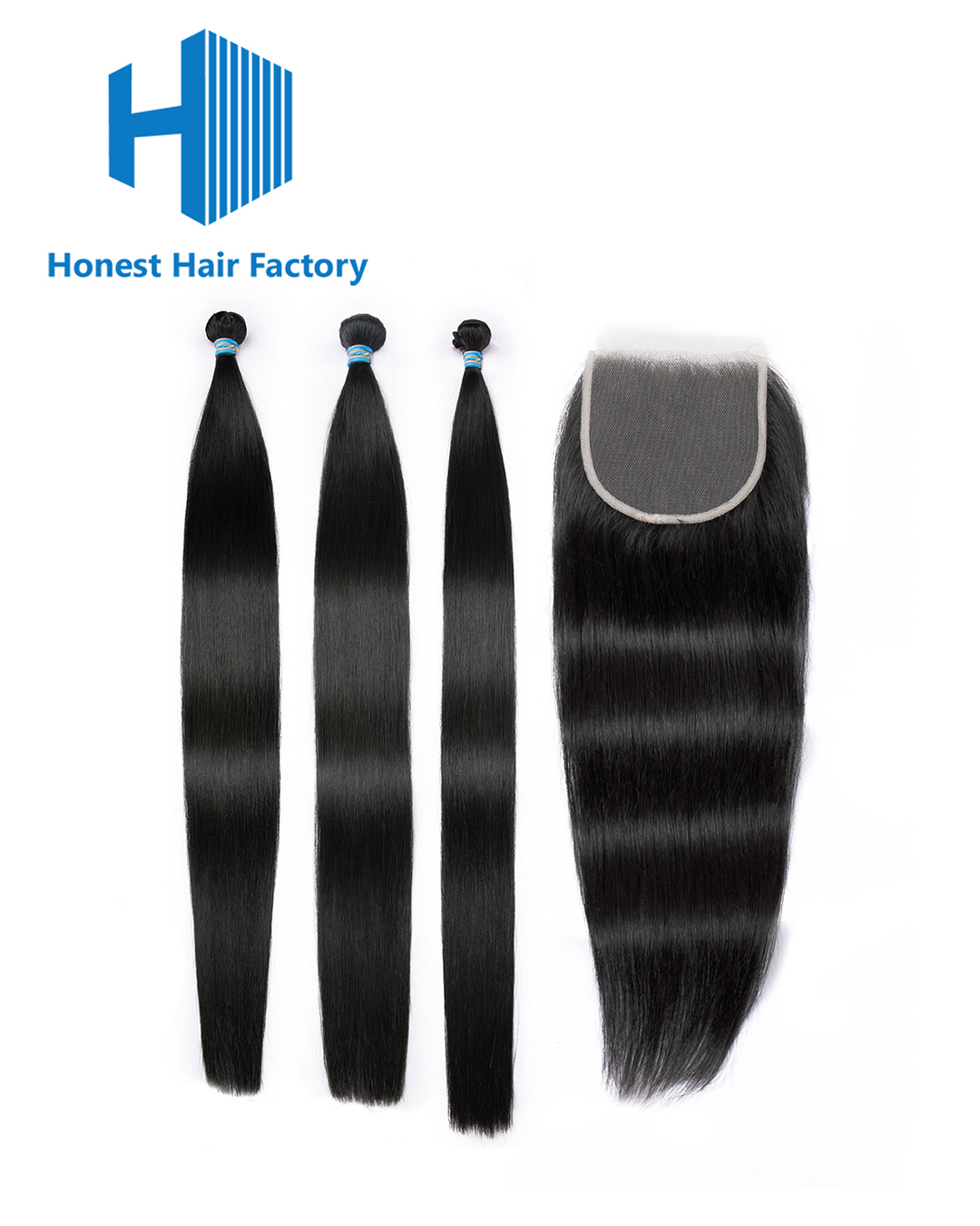 Blue Band Straight Bundles With HD Closure Deals