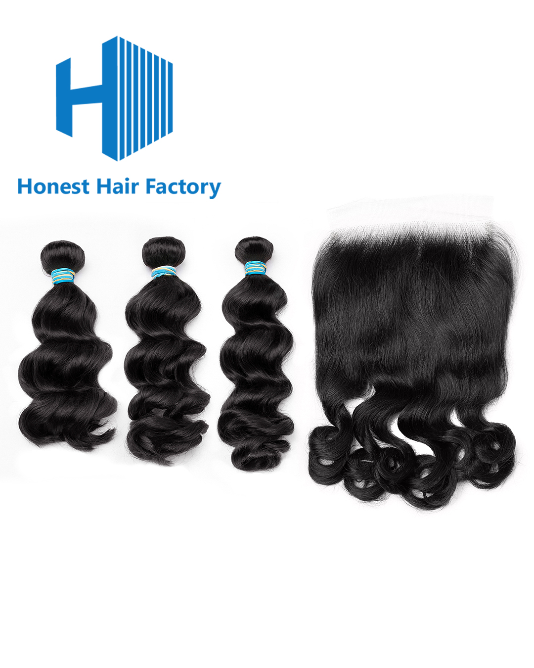 Blue Band Loose Wave Bundles With HD Closure Deals