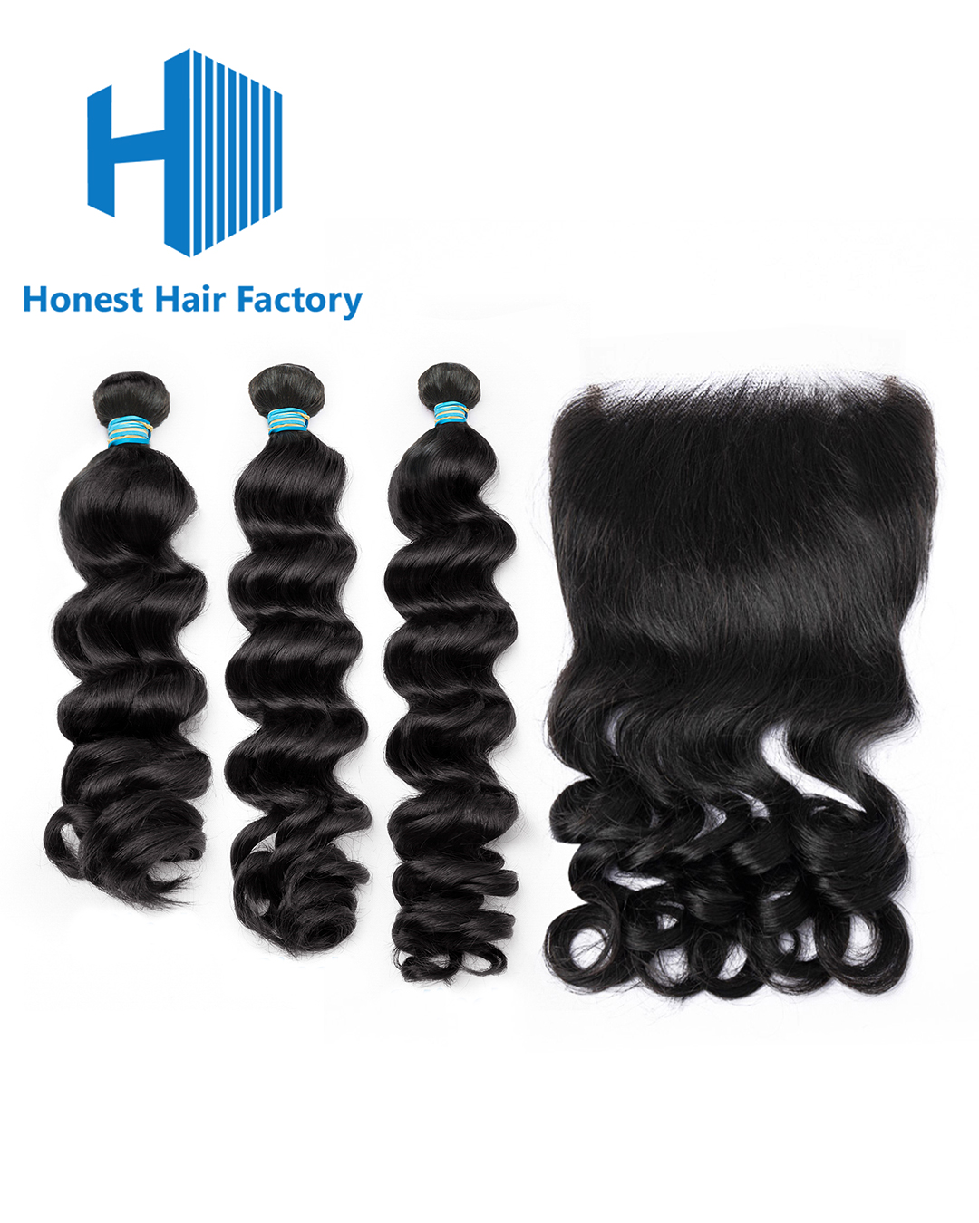 Blue Band Loose Wave Bundles With HD Closure Deals