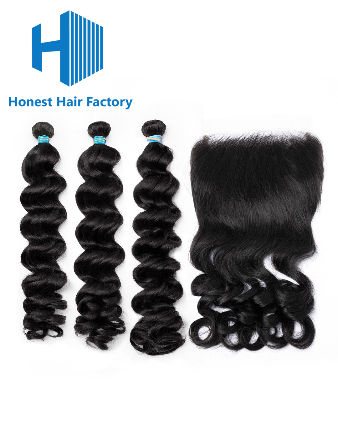 Blue Band Loose Wave Bundles With HD Closure Deals