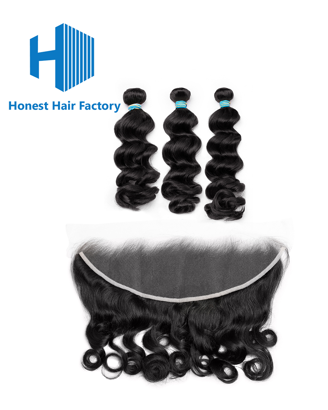 Blue Band Loose Wave Bundles With HD Frontal Deals