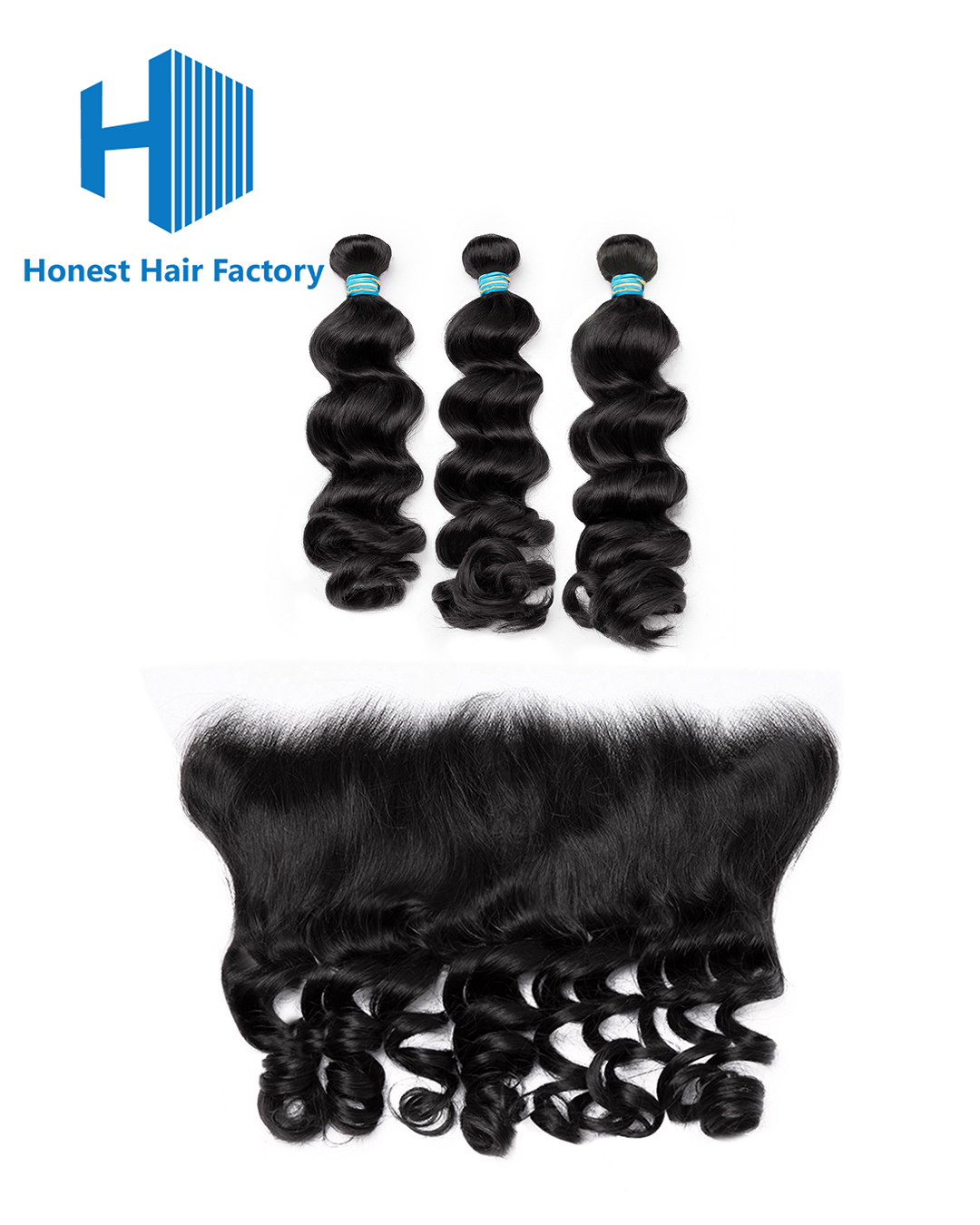 Blue Band Loose Wave Bundles With HD Frontal Deals