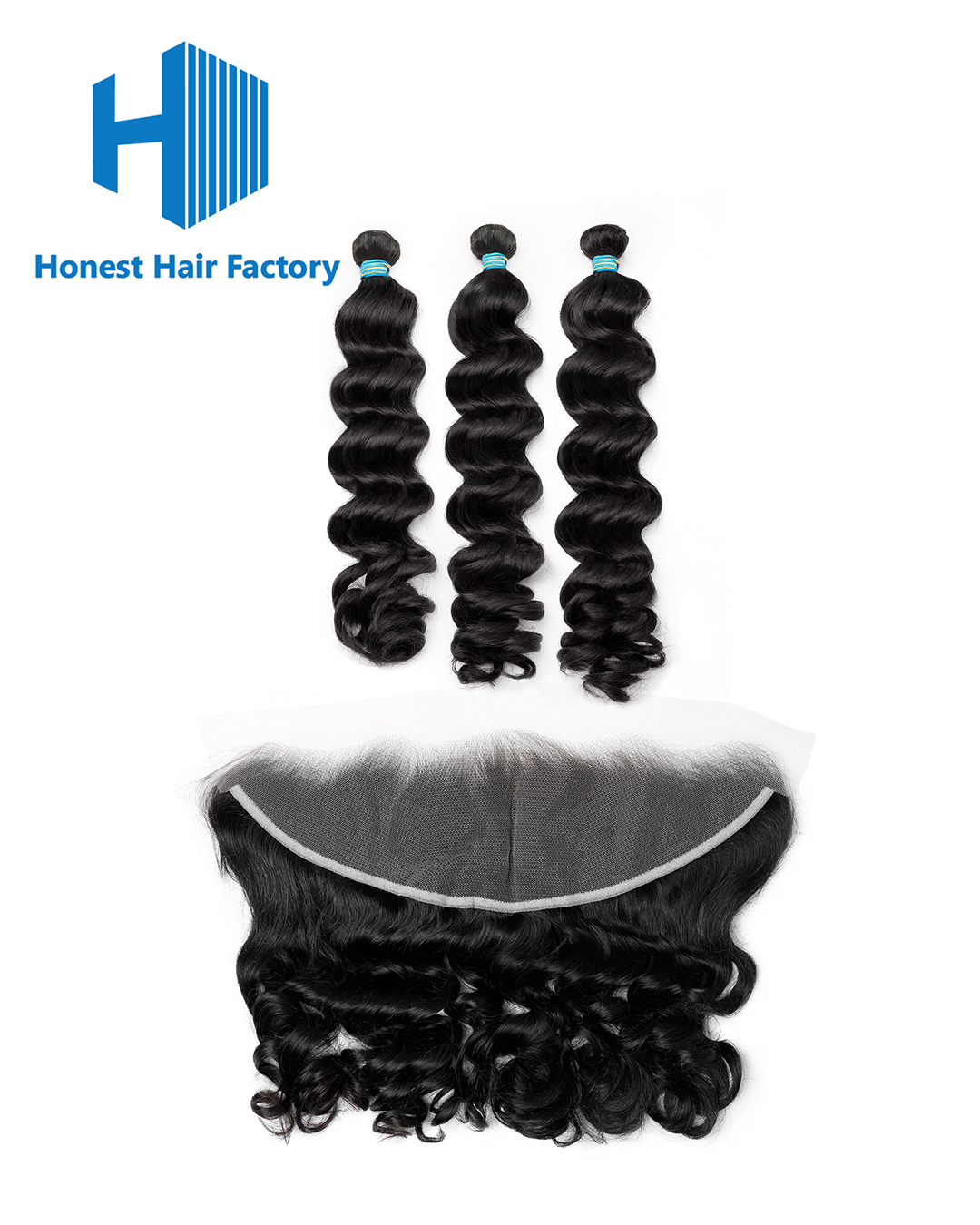 Blue Band Loose Wave Bundles With HD Frontal Deals