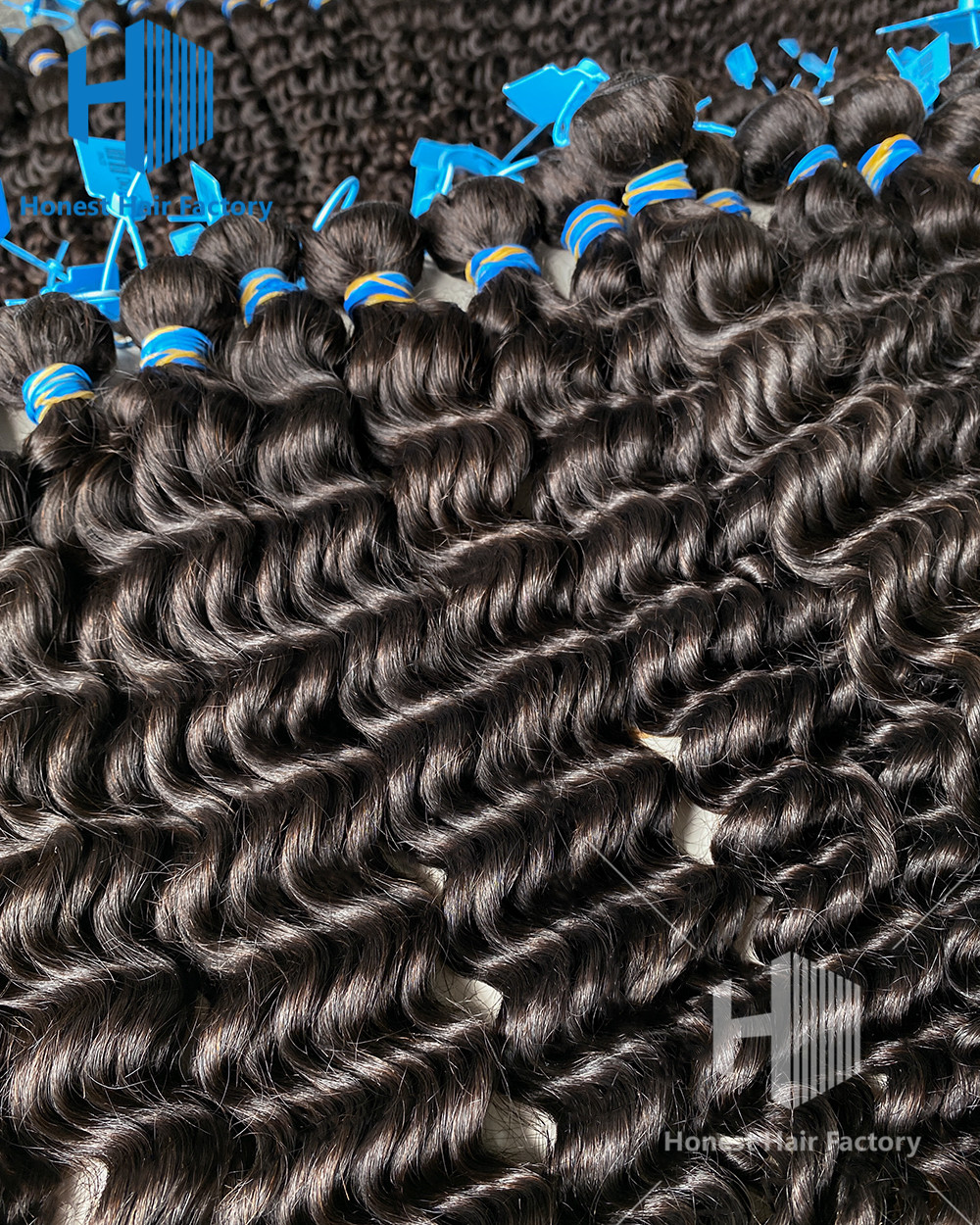 Wholesale 15 Bundles Blue Band Raw Hair 12"-30" Deep Wave